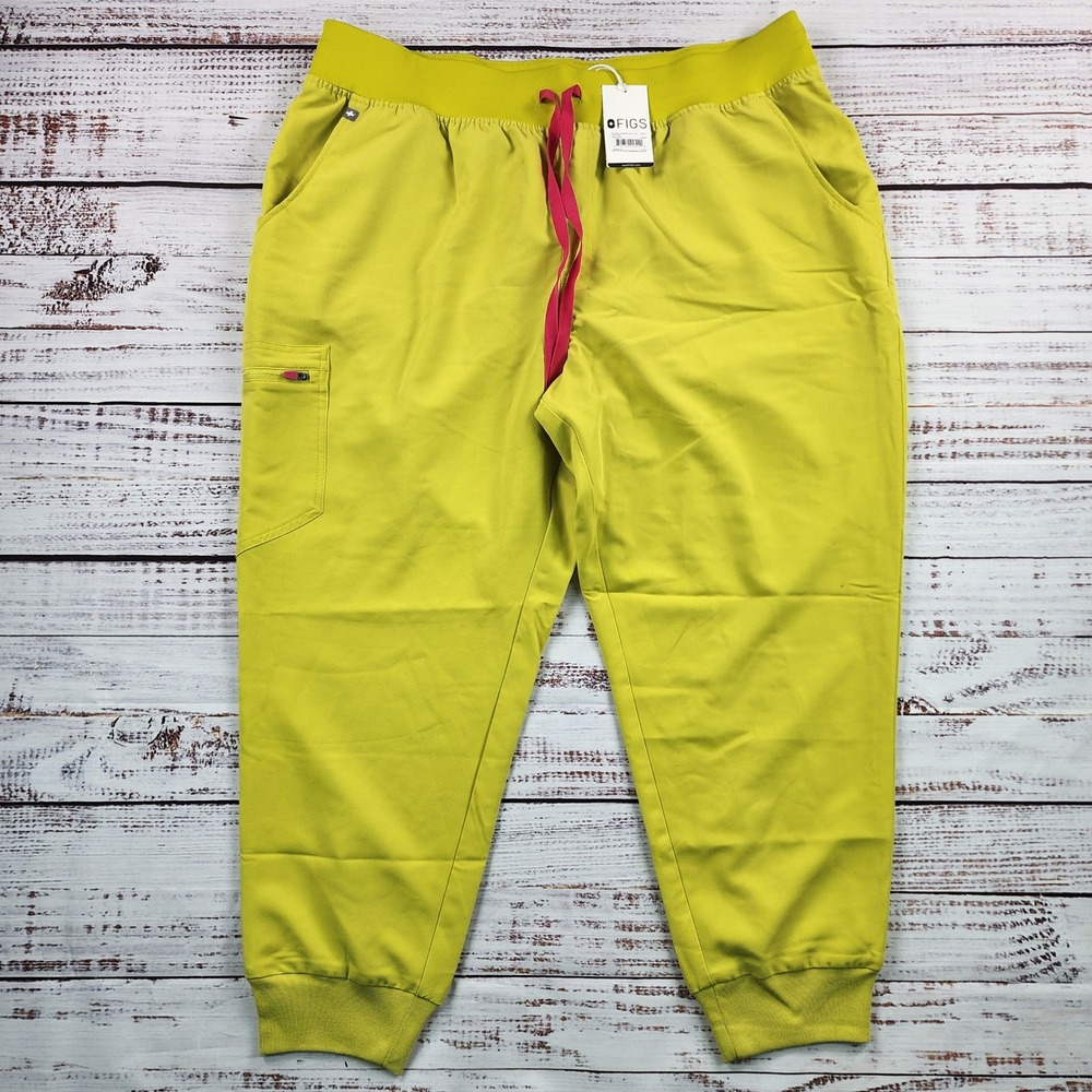 FIGS High Waisted Zamora Jogger Scrub Pants Womens 3XL Petite Electric Lemon NWT